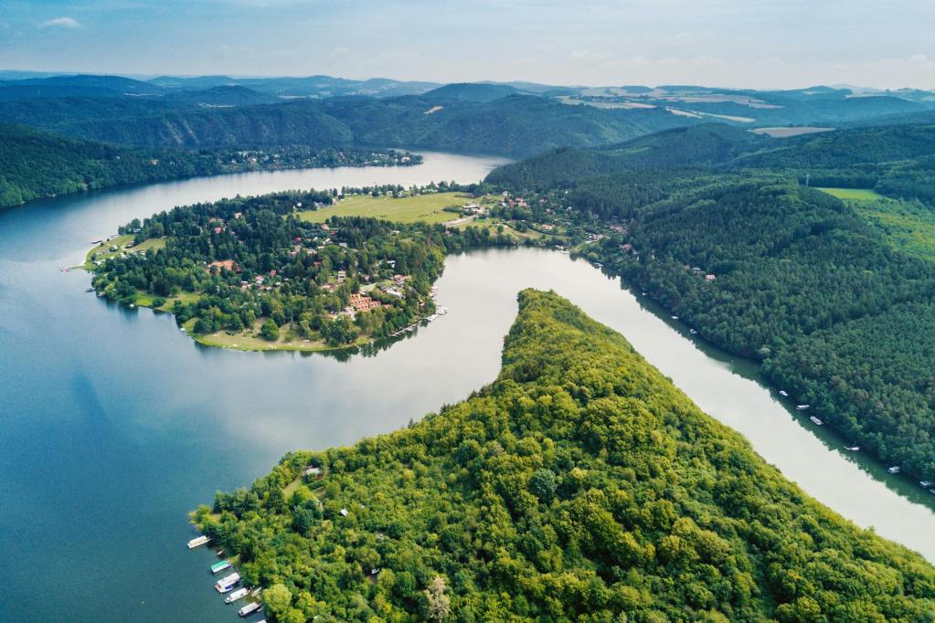 aerial view of river