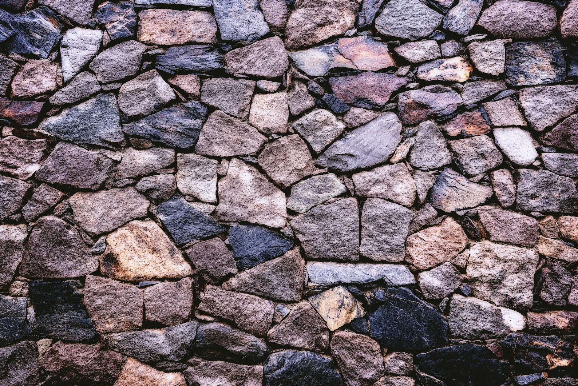 grey and brown brick wall