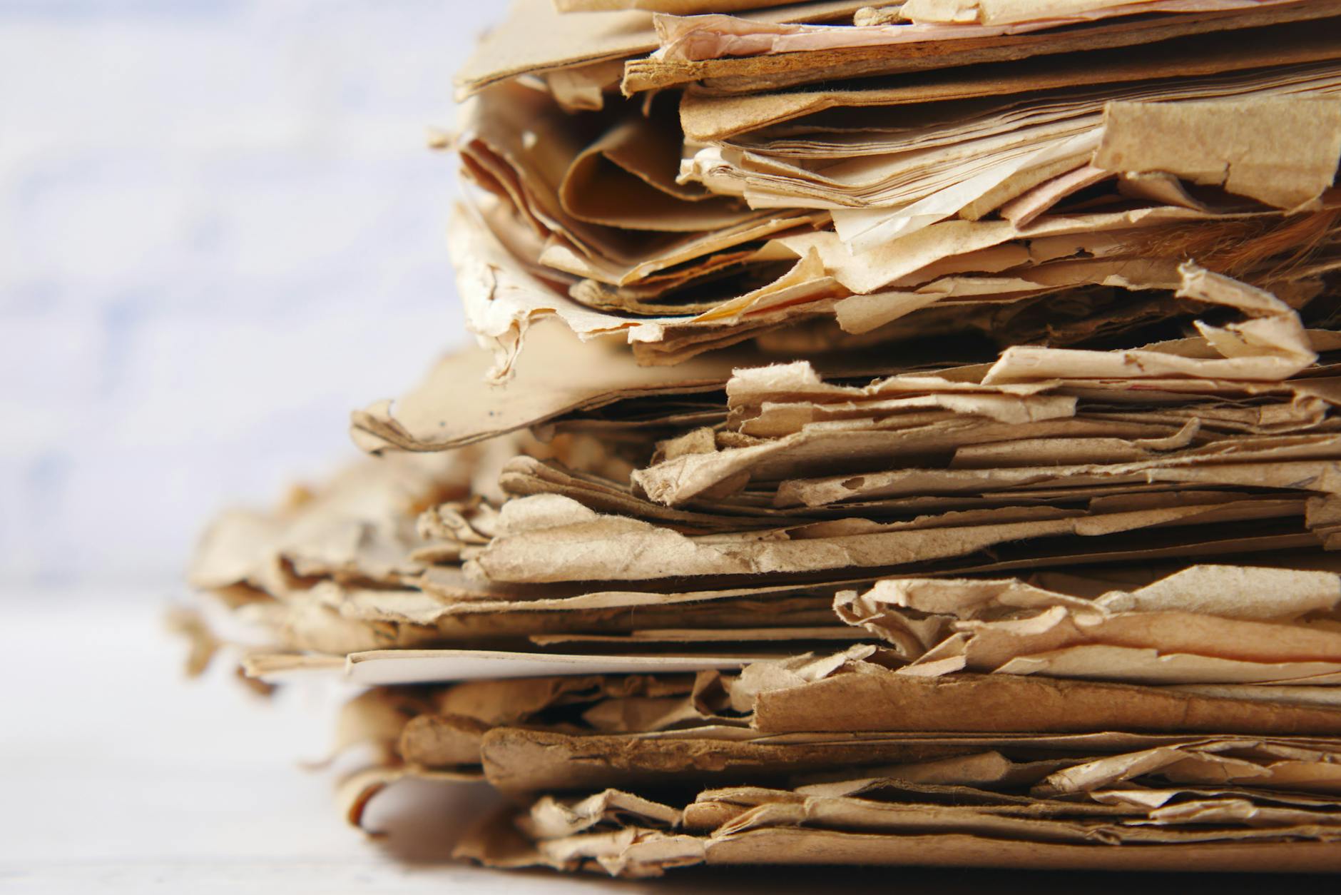 a pile of brown crumpled papers