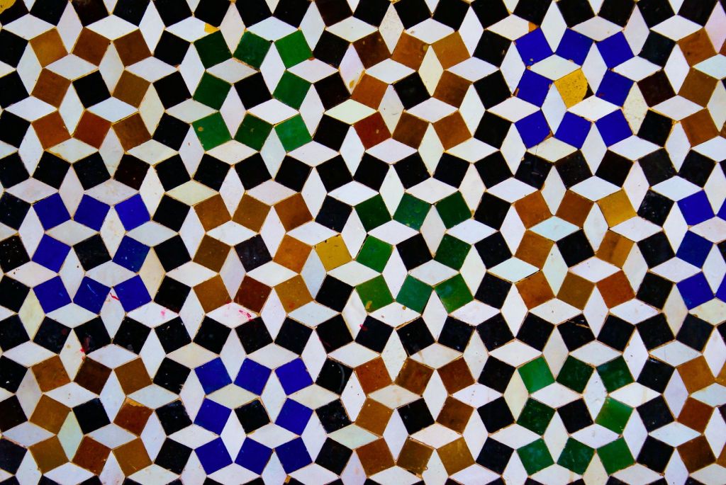 close up of colorful mosaic tiles