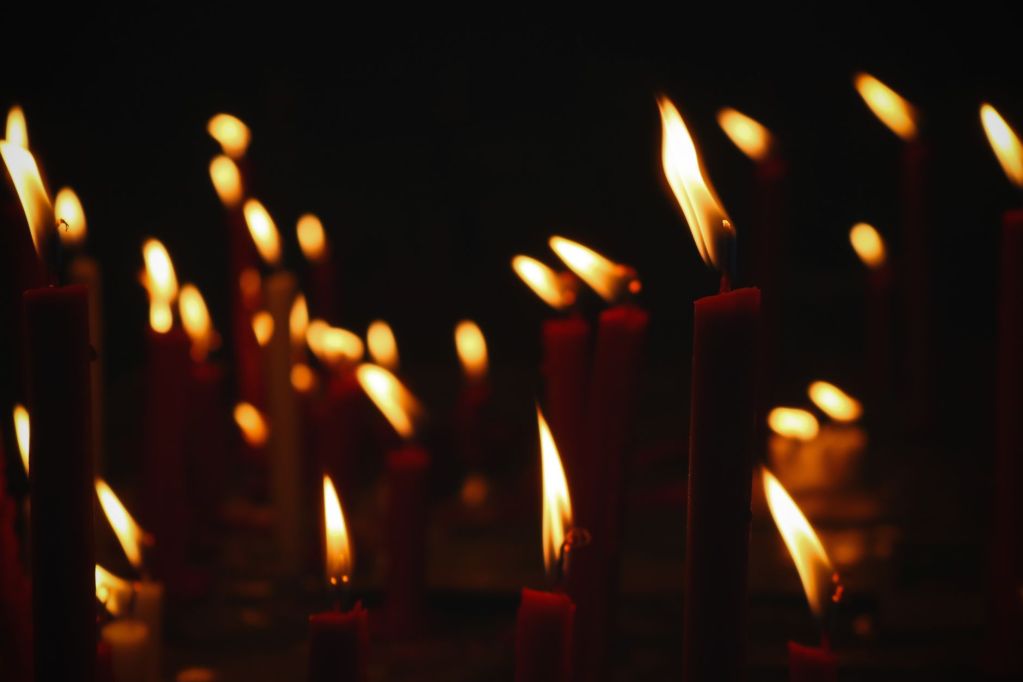 burning candles at night