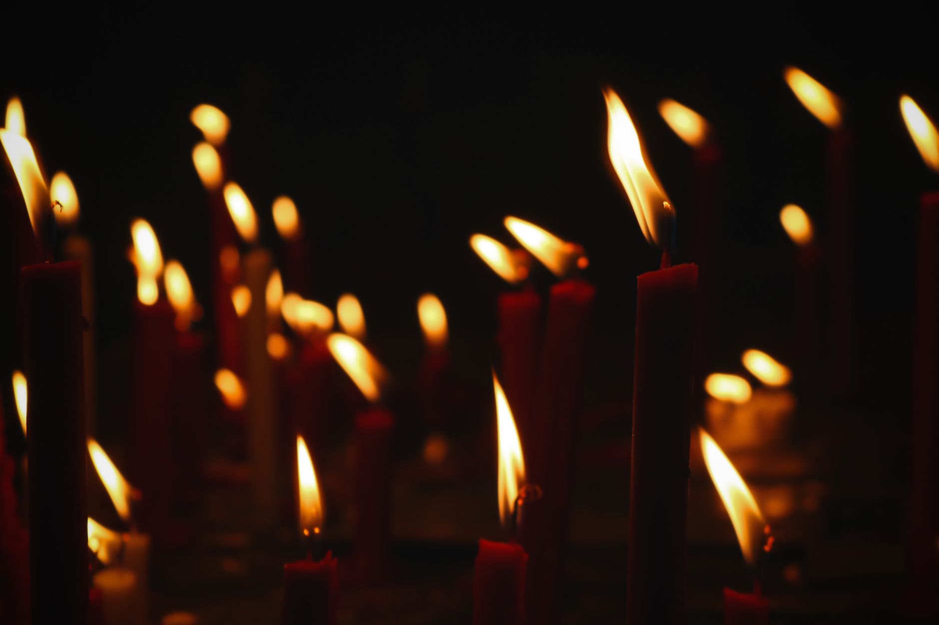 burning candles at night