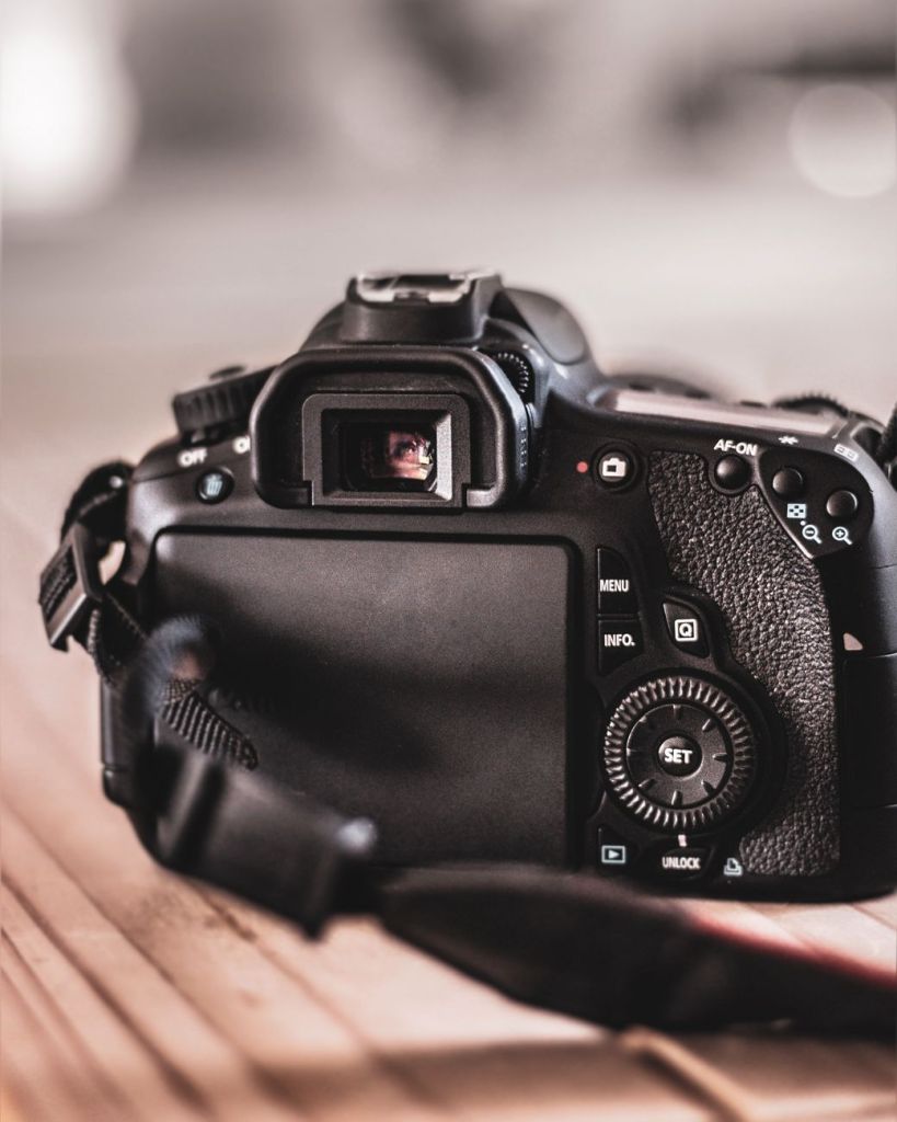a close up shot of a dslr camera